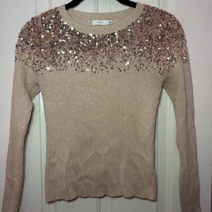 Lush Brown Long Sleeve Shirt with Brown Sequins